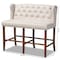 Baxton Studio Alira Beige Upholstered Walnut Wood Button Tufted Bar Stool Bench 160-9947 - alternate 9